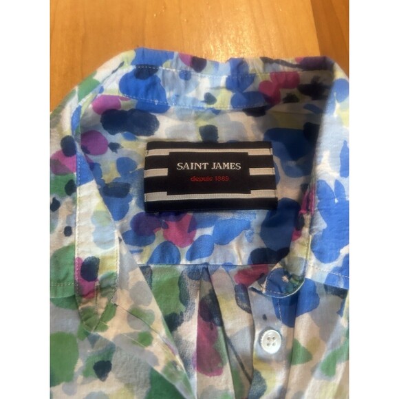 Saint James Women’s Floral Blouse. USA Size 4. Long Sleeve. Button Up - Picture 4 of 12